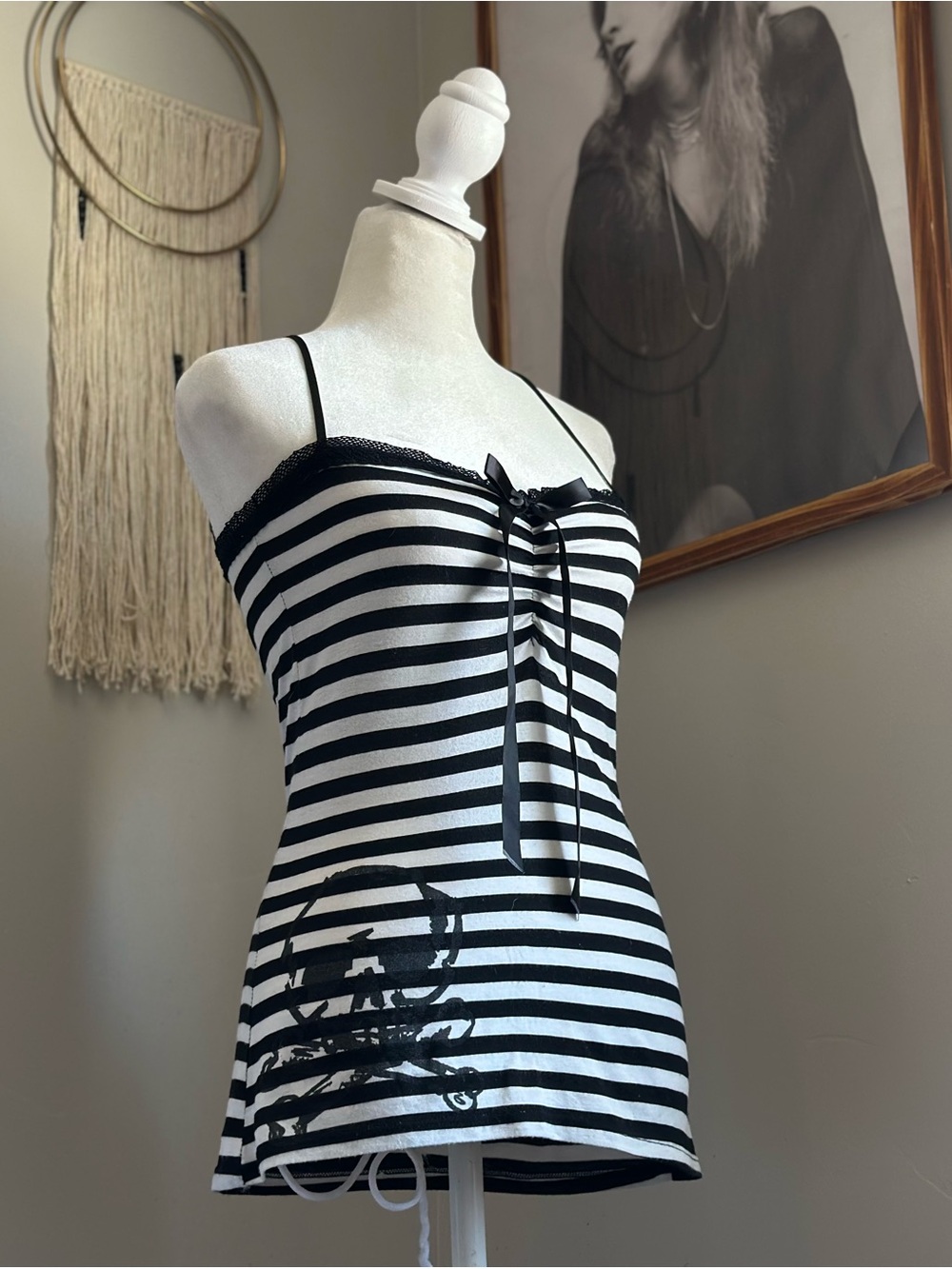 Jessica Louise Avril Striped Skull Tank y2k - Picture 2 of 11